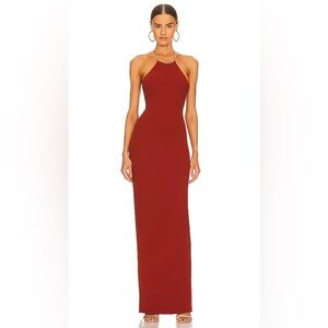 Elegant Red Halter Neck Dress